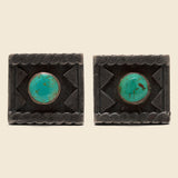 Turquoise Cufflinks - Black Metal - Vintage - STAG Provisions - One & Done - Accessories & Jewelry