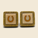 Encrusted Stone Horseshoe Cufflinks - Vintage - STAG Provisions - One & Done - Accessories & Jewelry