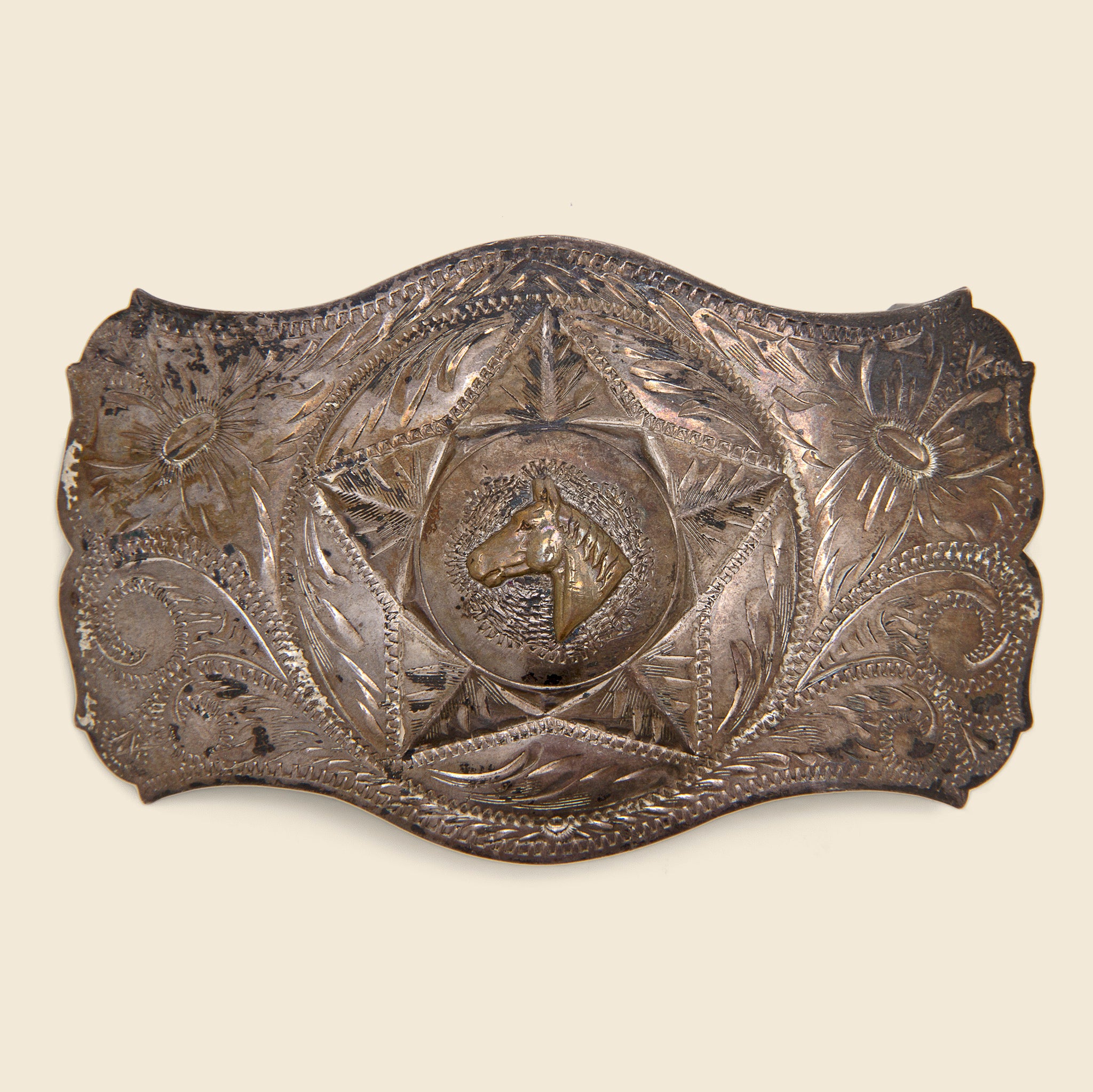 Horse in Star Belt Buckle - Silver - Vintage - STAG Provisions - One & Done - Accessories & Jewelry