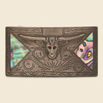 Carved Longhorn Belt Buckle with Abalone Inlay - Sterling Silver - Vintage - STAG Provisions - One & Done - Accessories & Jewelry