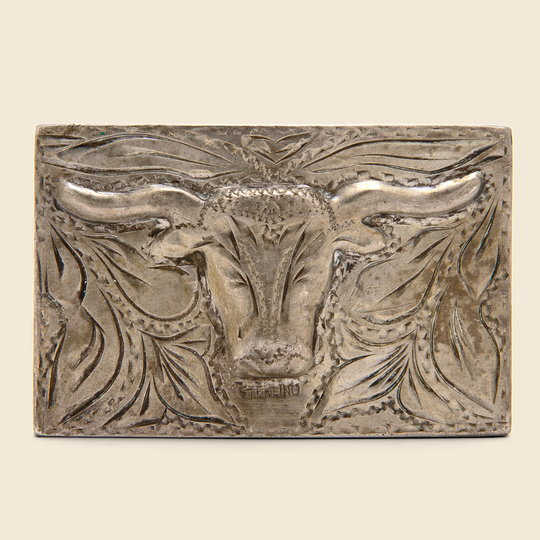 Carved Bull Belt Buckle - Sterling Silver - Vintage - STAG Provisions - One & Done - Accessories & Jewelry