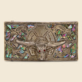 Longhorn Belt Buckle with Abalone Inlay - Silver - Vintage - STAG Provisions - One & Done - Accessories & Jewelry