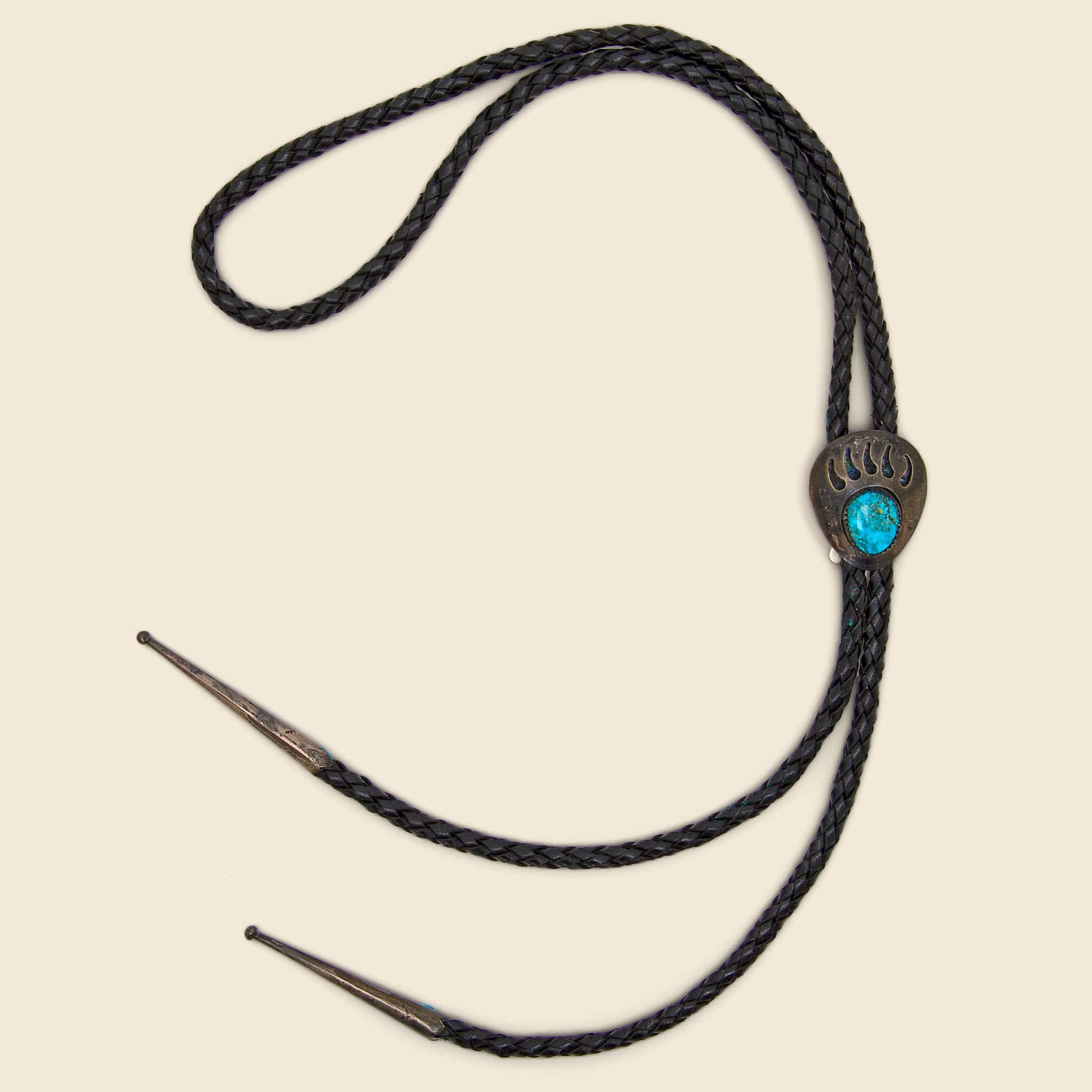 Turquoise Bear Claw Bolo Tie - Silver - Vintage - STAG Provisions - One & Done - Accessories & Jewelry