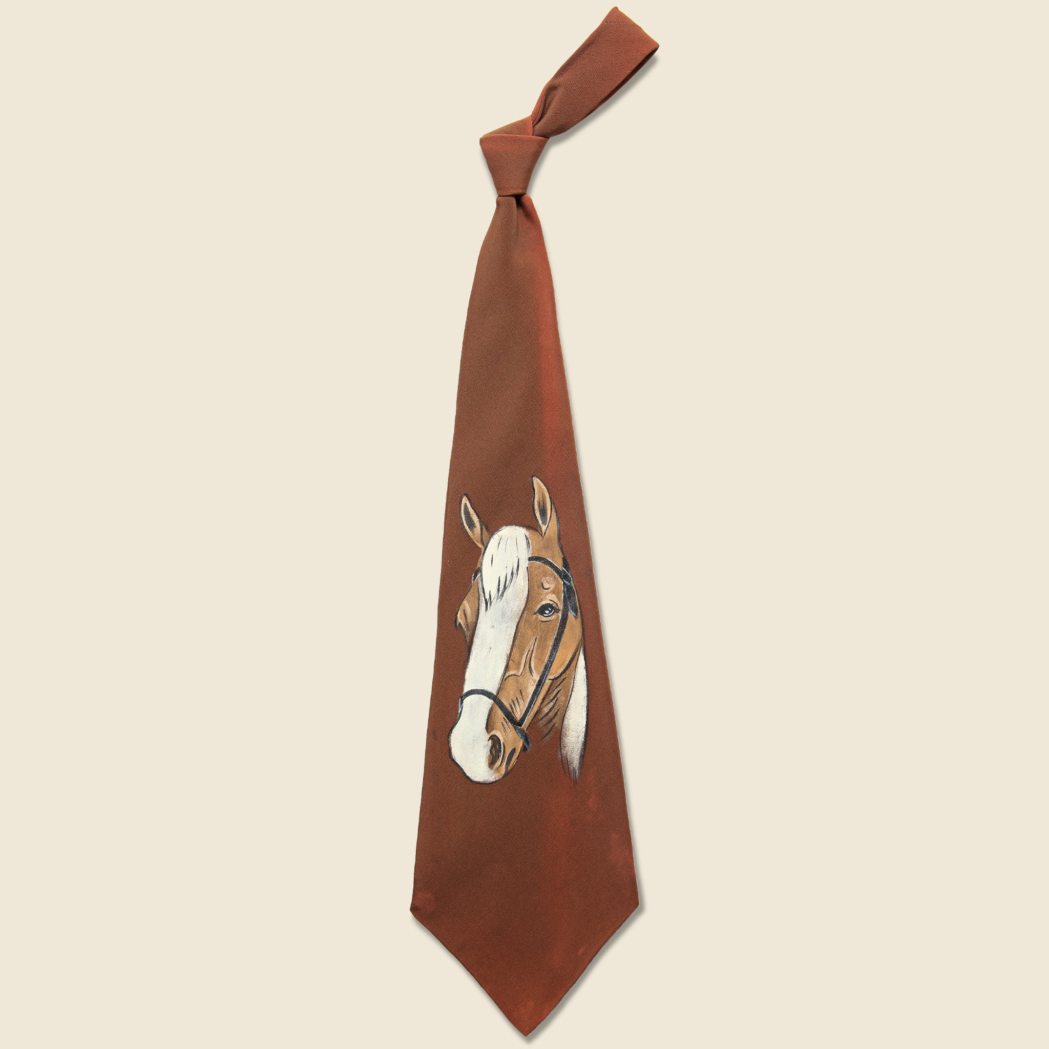 Hand Painted Burgundy Horse Tie - Vintage - STAG Provisions - One & Done - Accessories & Jewelry