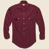 Cotton Sateen Western Shirt - Burgundy - Vintage - STAG Provisions - One & Done - Apparel