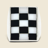 Mother of Pearl & Onyx Checkerboard Ring - Sterling - Vintage - STAG Provisions - One & Done - Accessories & Jewelry