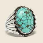 Turtleshell Turquoise & Leaf Motif Ring - Sterling - Vintage - STAG Provisions - One & Done - Accessories & Jewelry