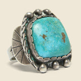 Square Turquoise & Rope Motif Ring - Sterling - Vintage - STAG Provisions - One & Done - Accessories & Jewelry