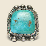Square Turquoise & Rope Motif Ring - Sterling - Vintage - STAG Provisions - One & Done - Accessories & Jewelry