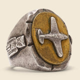 Airplane Biker Ring - Silver & Brass - Vintage - STAG Provisions - One & Done - Accessories & Jewelry
