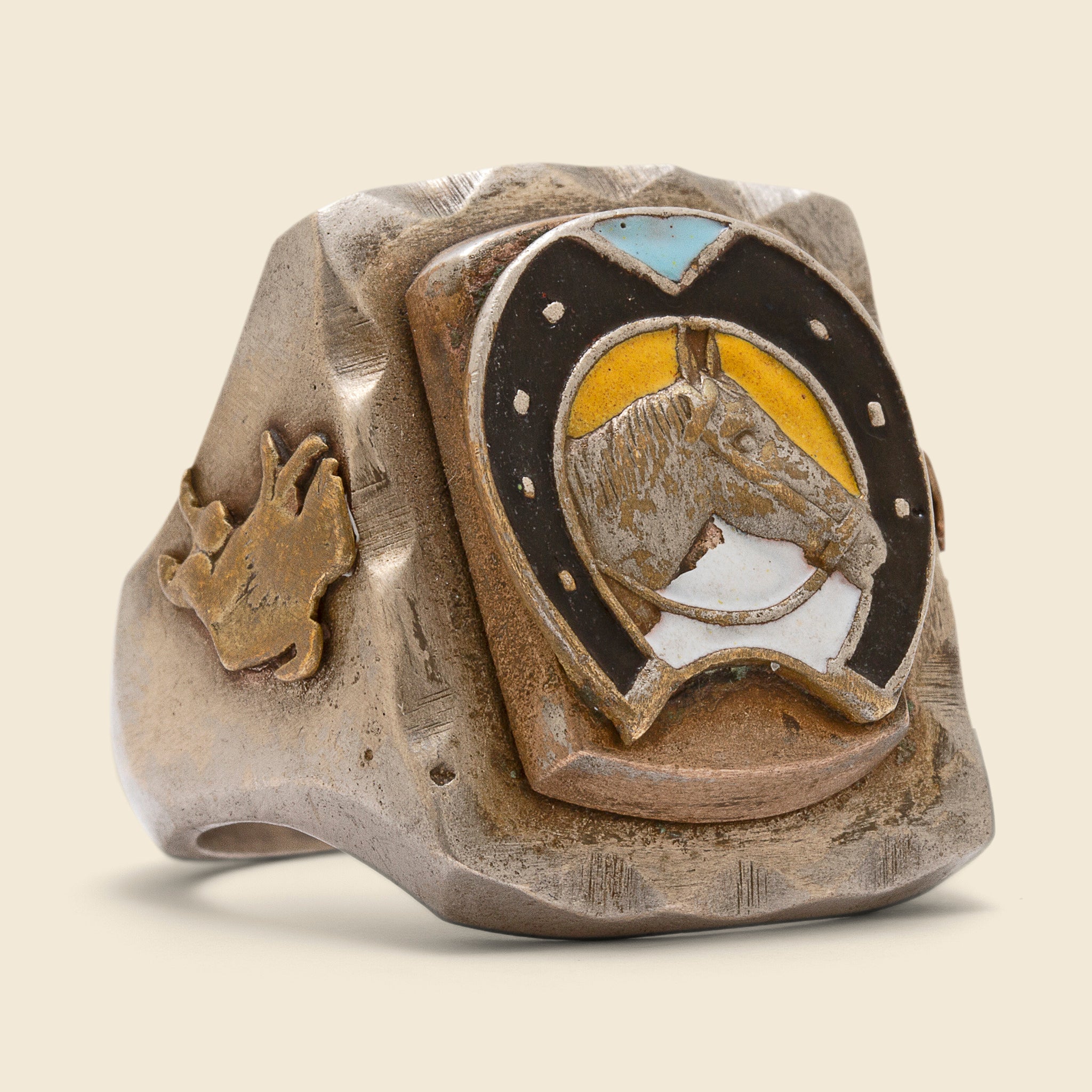 Horseshoe Biker Ring - Silver & Brass - Vintage - STAG Provisions - One & Done - Accessories & Jewelry