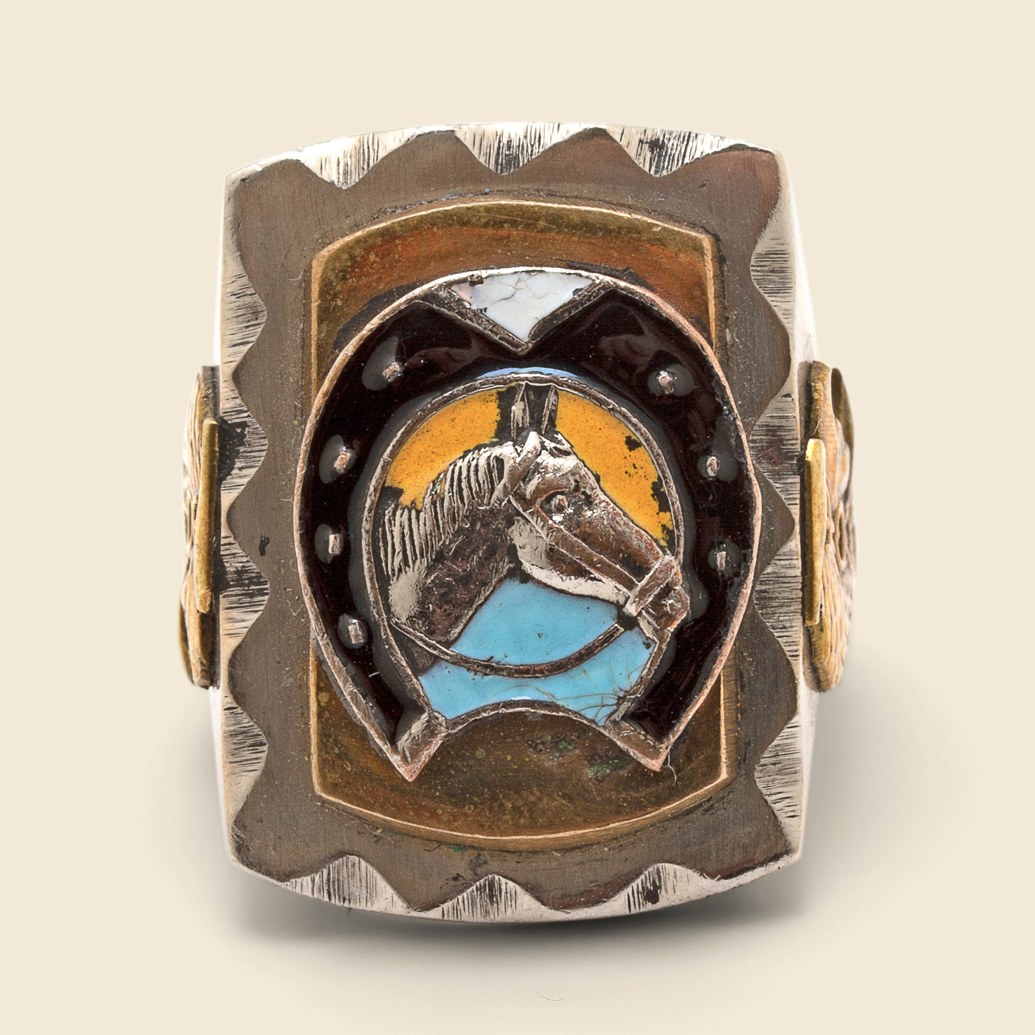 Blue Enamel Horse Biker Ring - Vintage - STAG Provisions - One & Done - Accessories & Jewelry