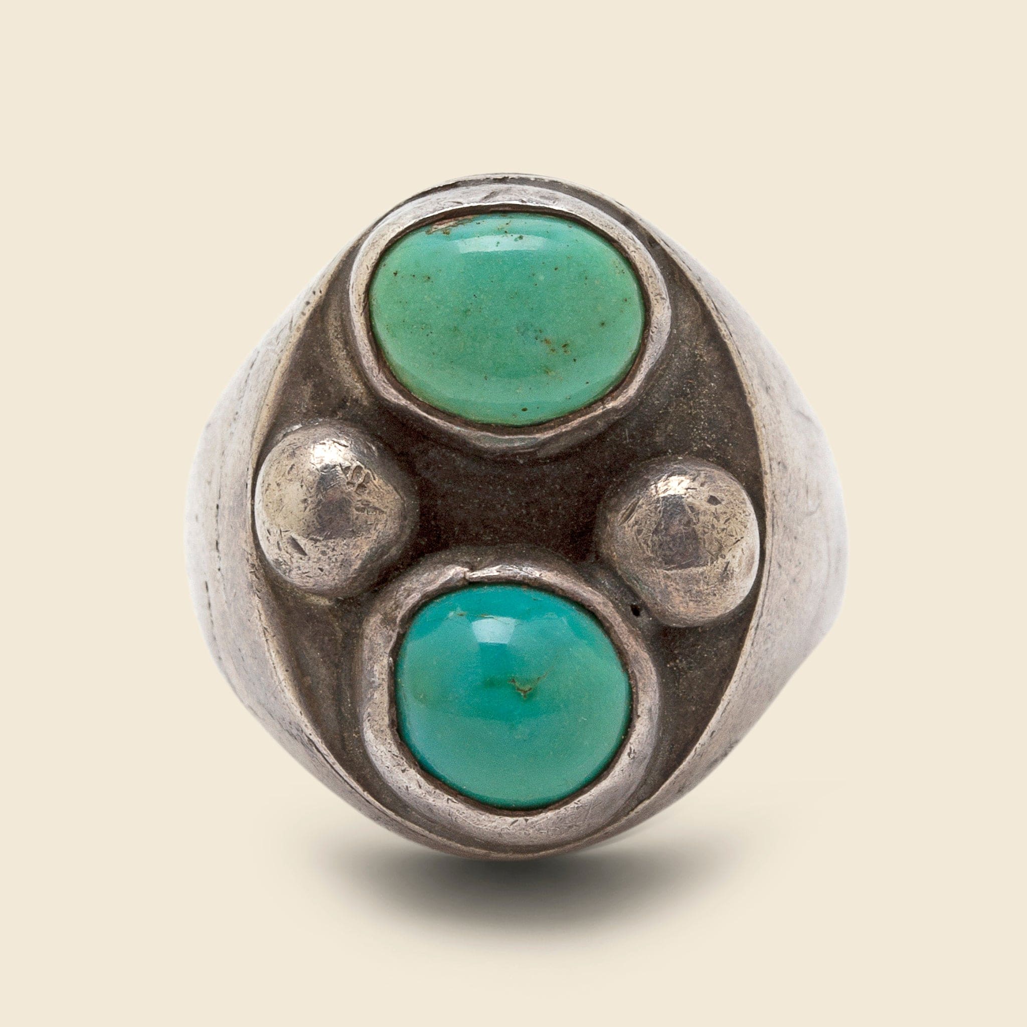 Two Stone Turquoise & Silver Ring - Vintage - STAG Provisions - One & Done - Accessories & Jewelry