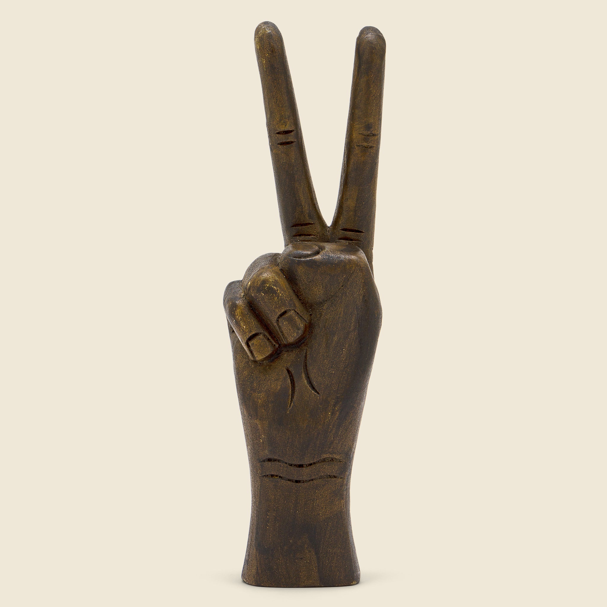 Hand-Carved Wood Peace Hand - Vintage - STAG Provisions - One & Done - Art