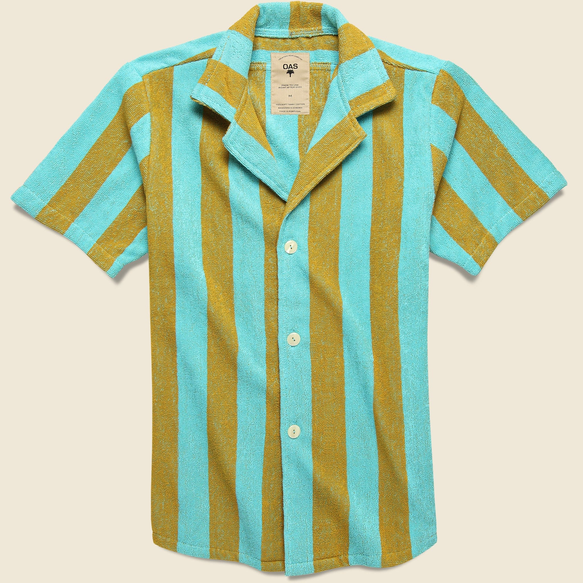 Turcs Terry Shirt - Teal/Gold Stripe - OAS - STAG Provisions - Tops - S/S Knit