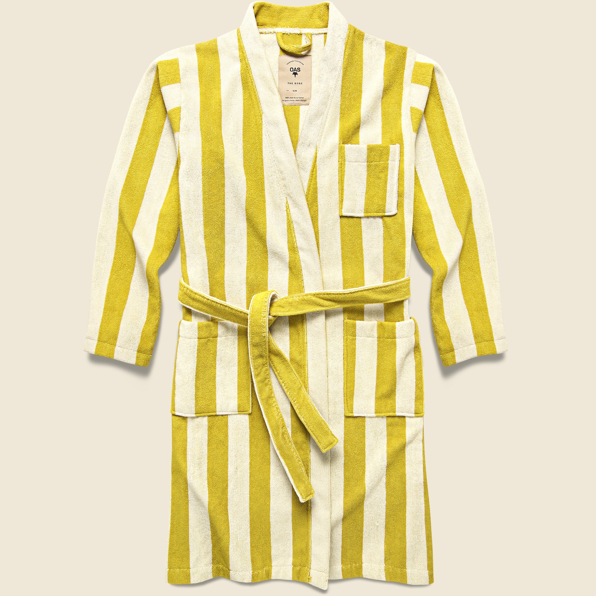 Mustard Terry Robe - Yellow/Cream Stripe - OAS - STAG Provisions - Tops - Robe