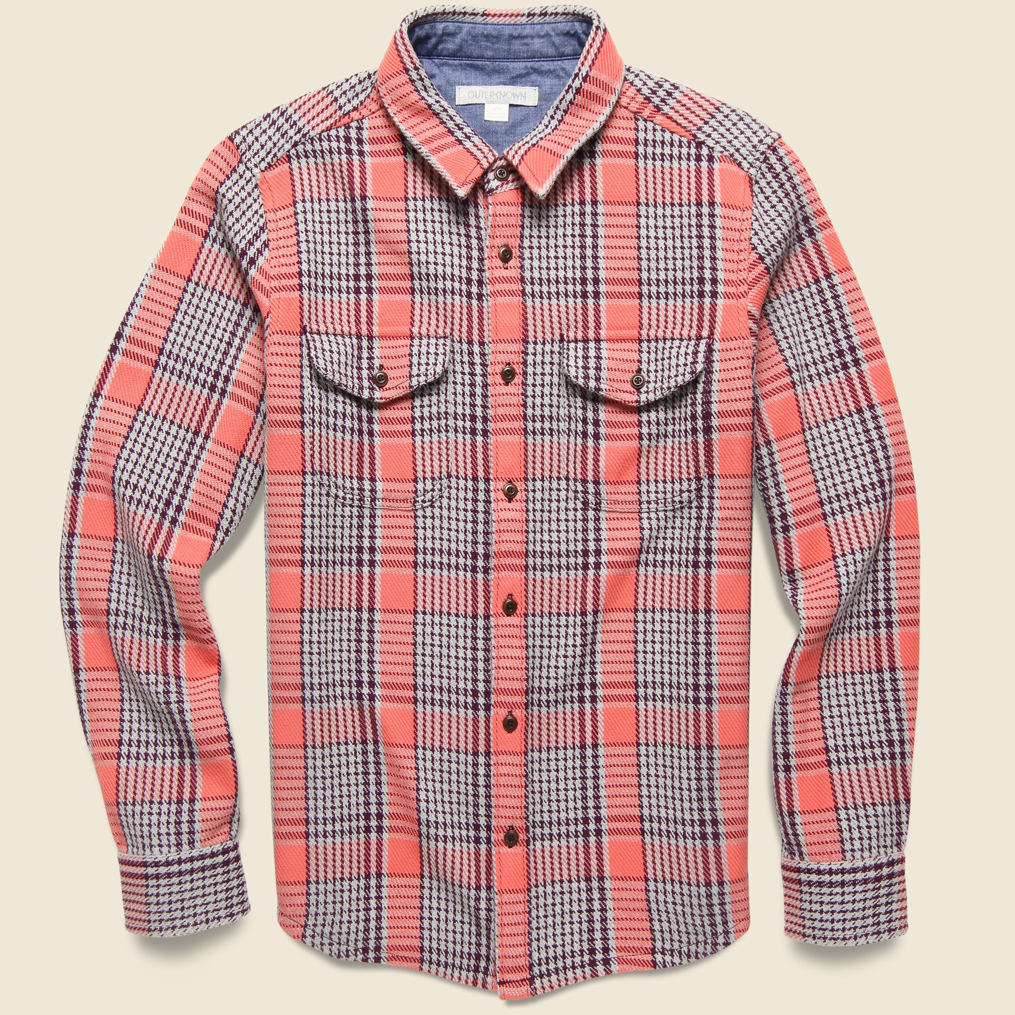 Blanket Shirt - Bright Coral Graph Plaid - Outerknown - STAG Provisions - Tops - L/S Woven - Plaid