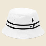 Center Stripe Bucket Hat - White/Navy - Polo Ralph Lauren - STAG Provisions - Accessories - Hats