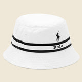 Center Stripe Bucket Hat - White/Navy - Polo Ralph Lauren - STAG Provisions - Accessories - Hats