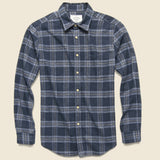 Abstract Check Flannel - Navy/Grey - Portuguese Flannel - STAG Provisions - Tops - L/S Woven - Plaid