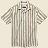 Bayonne Camp Shirt - Brown/White - Portuguese Flannel - STAG Provisions - Tops - S/S Woven - Stripe