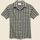 Folklore Embroidered Camp Shirt - Black/White - Portuguese Flannel - STAG Provisions - Tops - S/S Woven - Floral