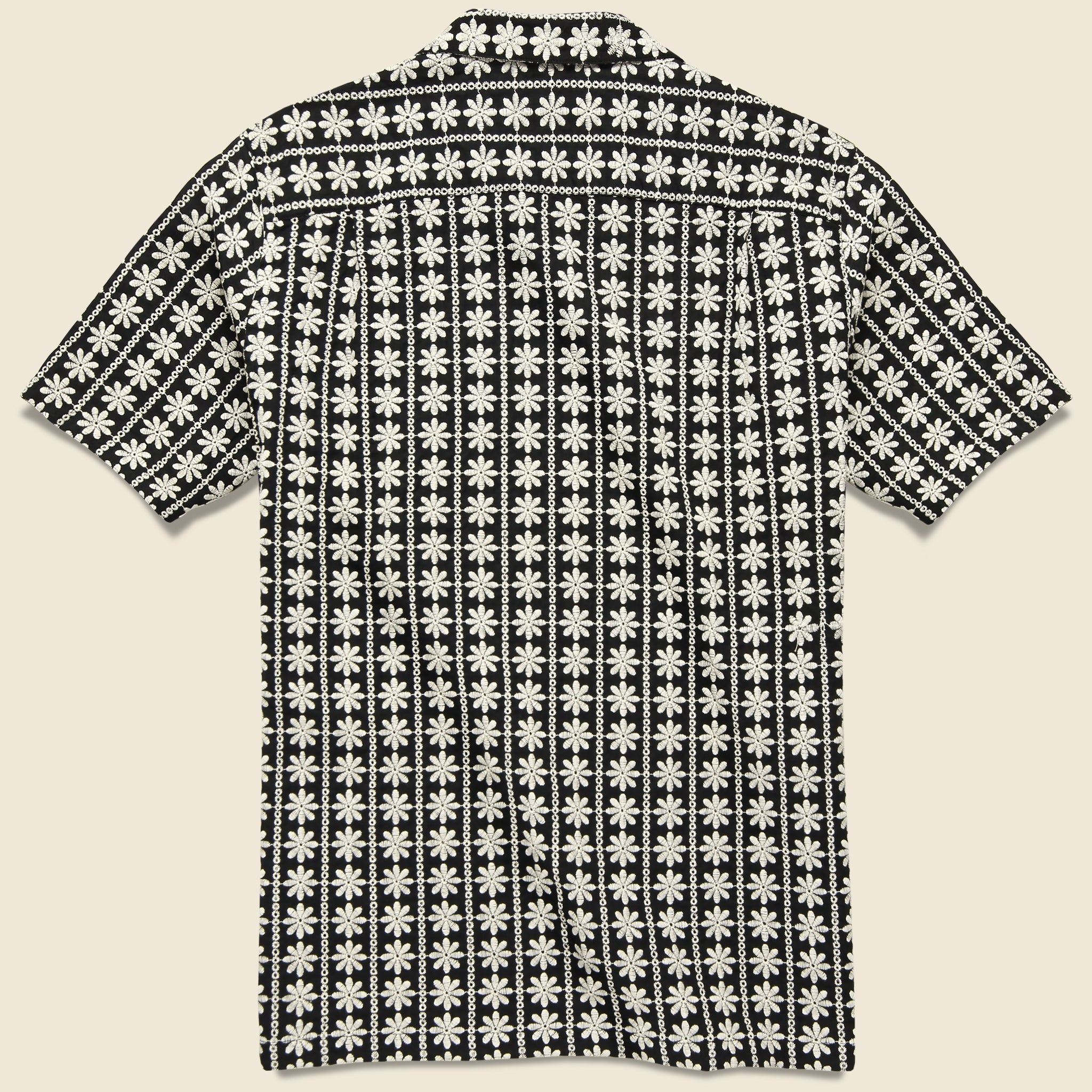 Folklore Embroidered Camp Shirt - Black/White - Portuguese Flannel - STAG Provisions - Tops - S/S Woven - Floral