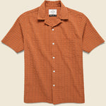 Square Seersucker Camp Shirt - Terracotta - Portuguese Flannel - STAG Provisions - Tops - S/S Woven - Other Pattern