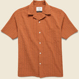 Square Seersucker Camp Shirt - Terracotta - Portuguese Flannel - STAG Provisions - Tops - S/S Woven - Other Pattern