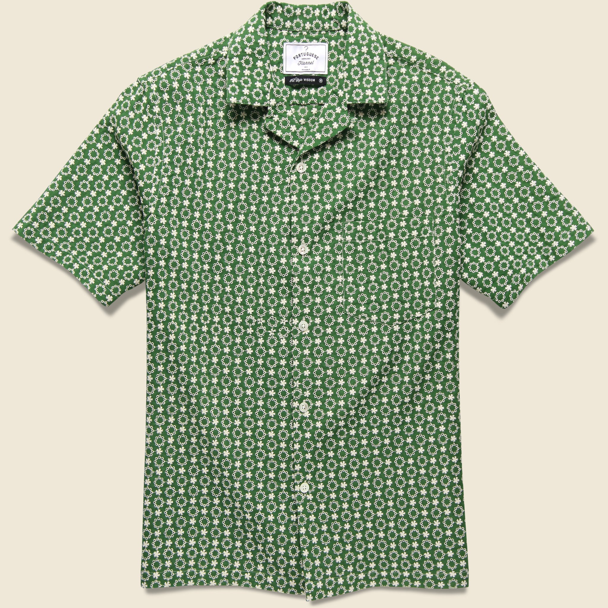 Folklore 3 Embroidered Camp Shirt - Green - Portuguese Flannel - STAG Provisions - Tops - S/S Woven - Floral