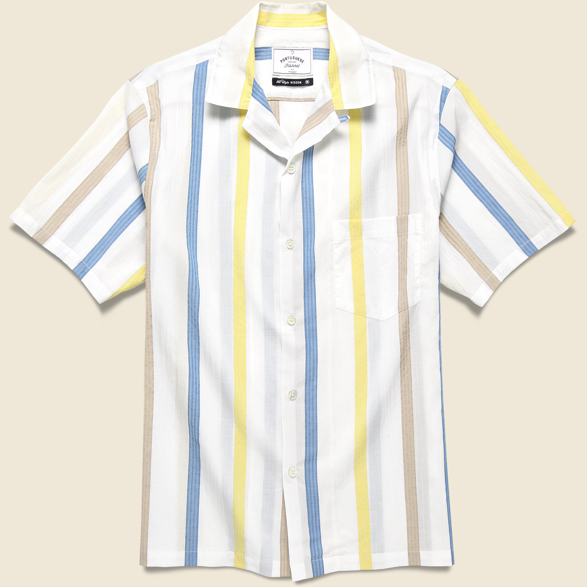 Riviera Stripe Shirt - White/Blue/Yellow - Portuguese Flannel - STAG Provisions - Tops - S/S Woven - Stripe
