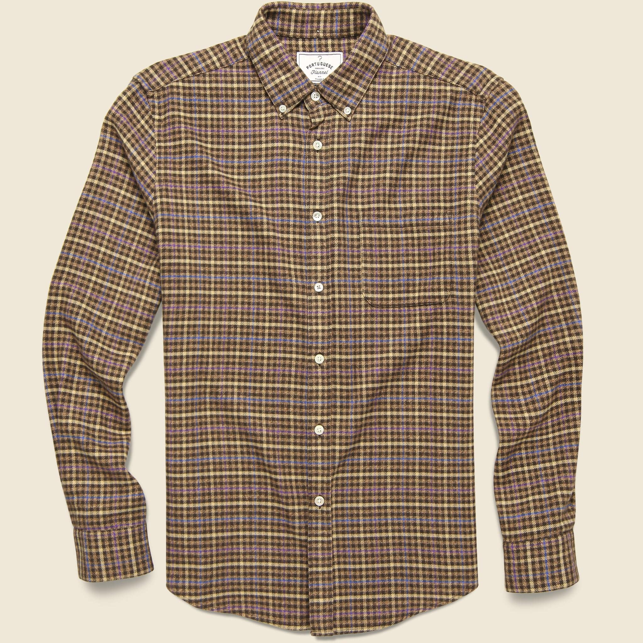 Twill Shirt - Brown/Blue/Purple - Portuguese Flannel - STAG Provisions - Tops - L/S Woven - Plaid