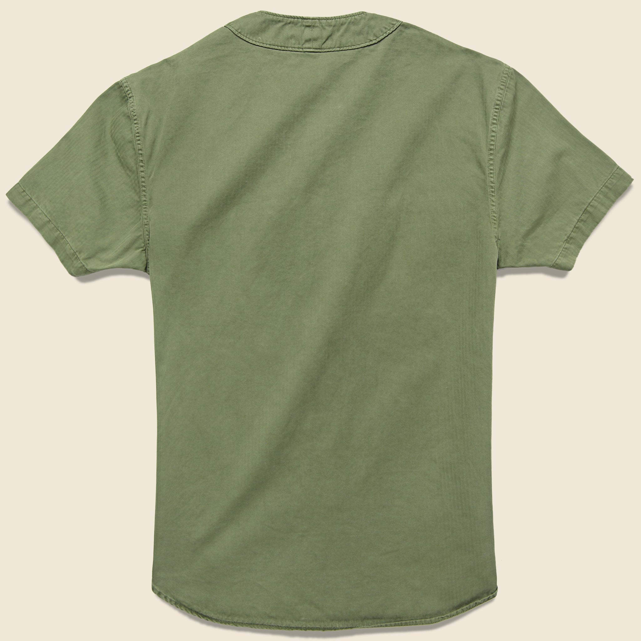 Moore Herringbone Baseball Shirt - Dusty Olive - RRL - STAG Provisions - Tops - S/S Woven - Solid