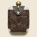Tooled Leather Hip Flask - Brown - RRL - STAG Provisions - Gift - Glassware / Barware