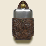 Tooled Leather Hip Flask - Brown - RRL - STAG Provisions - Gift - Glassware / Barware