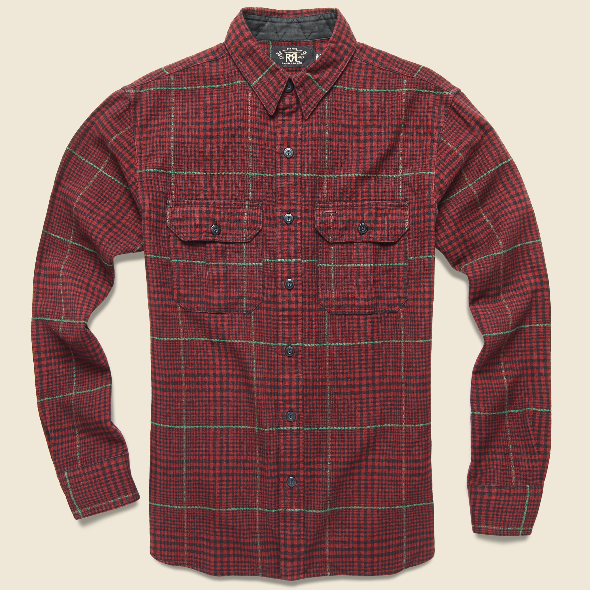 Bonneville Dobby Workshirt - Red/Green - RRL - STAG Provisions - Tops - L/S Woven - Other Pattern