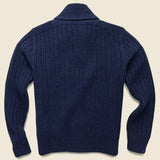 Cable-Rib Wool Cardigan - Navy Heather - RRL - STAG Provisions - Tops - Sweater