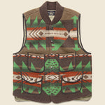 Boiled Wool Jacquard Vest - Brown/Cream/Green - RRL - STAG Provisions - Outerwear - Vest