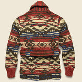 Hand-Knit Ranch Cardigan - Red/Navy/Cream - RRL - STAG Provisions - Tops - Sweater