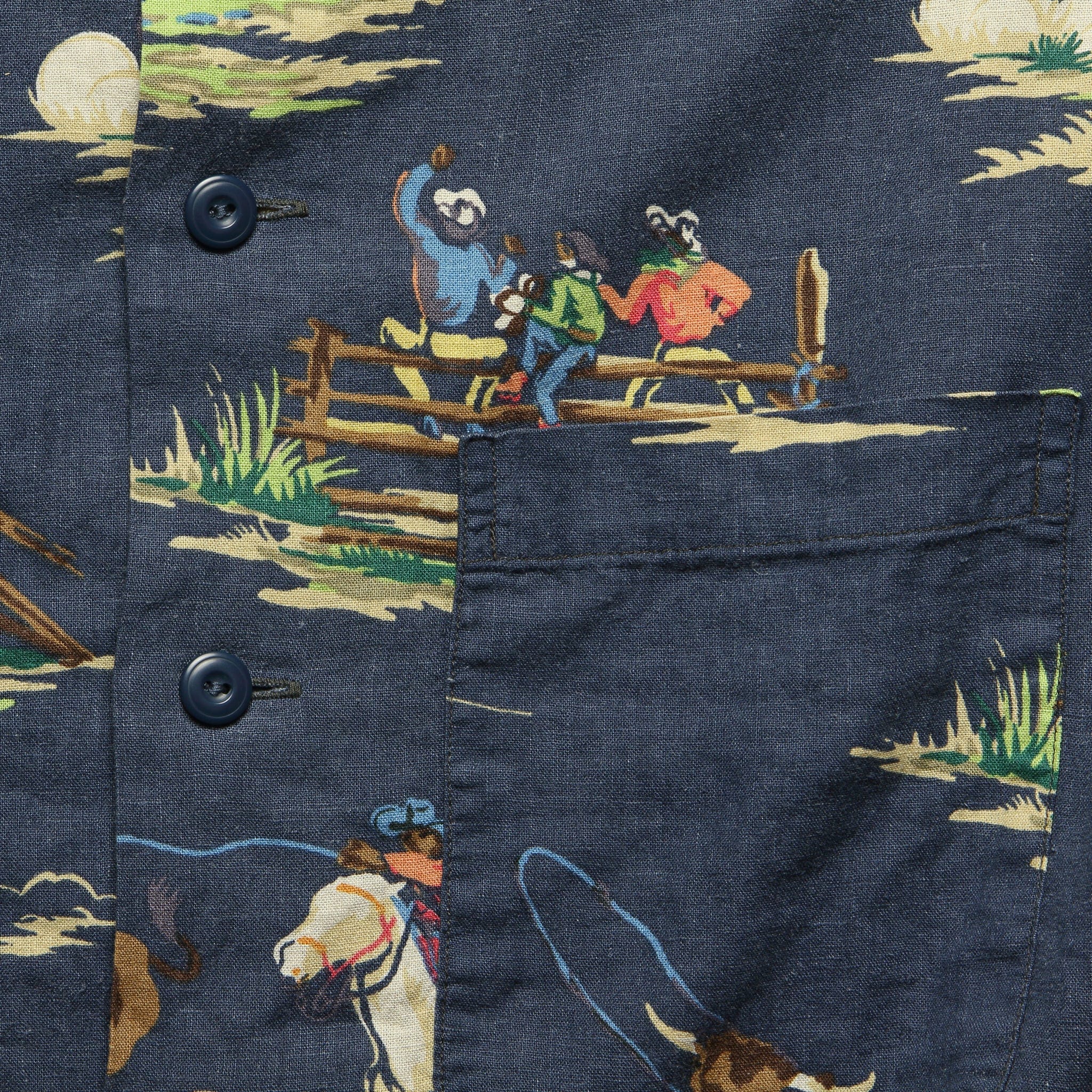 Western Print Towns Camp Shirt - Navy Multi - RRL - STAG Provisions - Tops - L/S Woven - Other Pattern