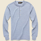 Waffle-Knit Henley - Diamond Blue Siro - RRL - STAG Provisions - Tops - L/S Knit
