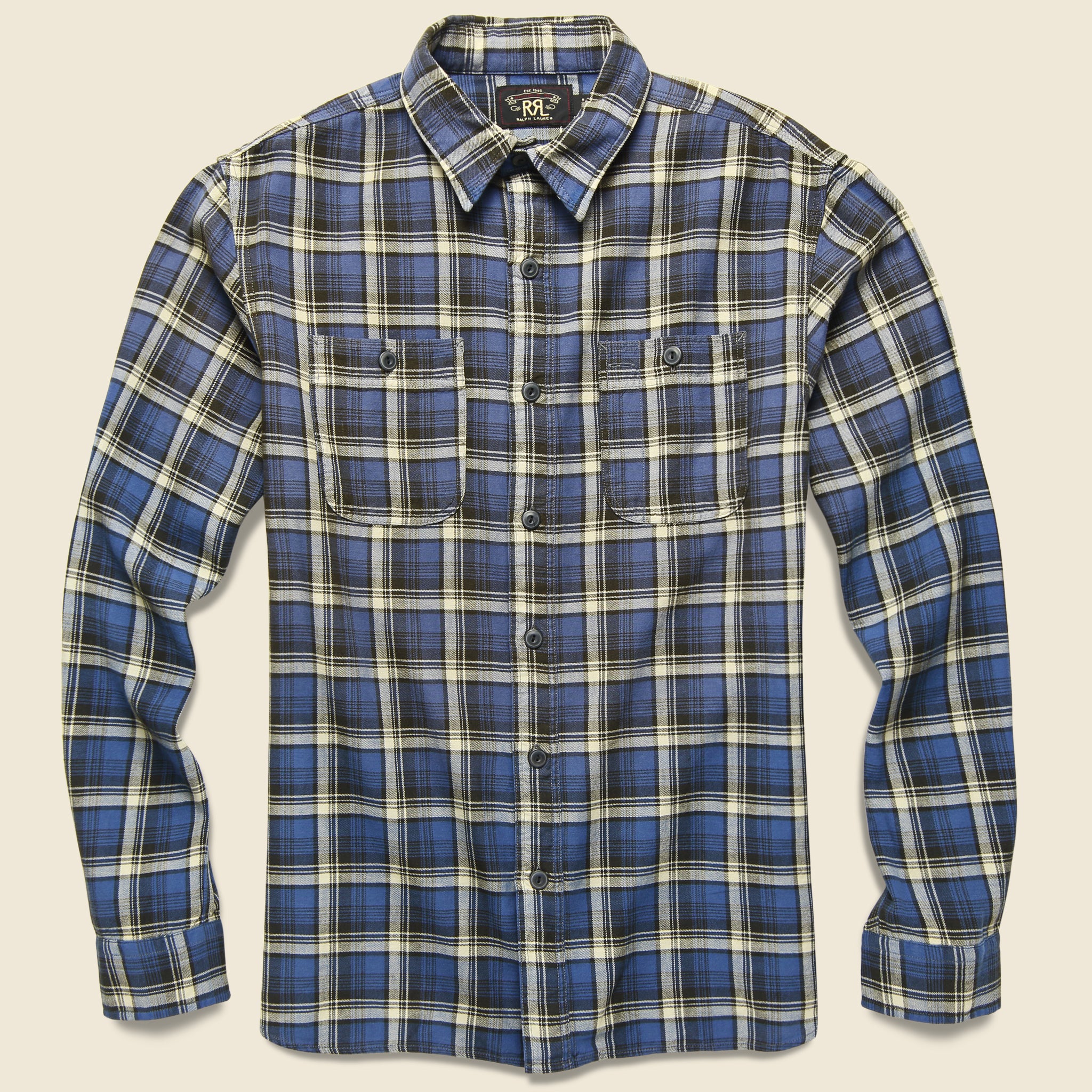 Farrell Plaid Workshirt - Navy/Grey - RRL - STAG Provisions - Tops - L/S Woven - Plaid