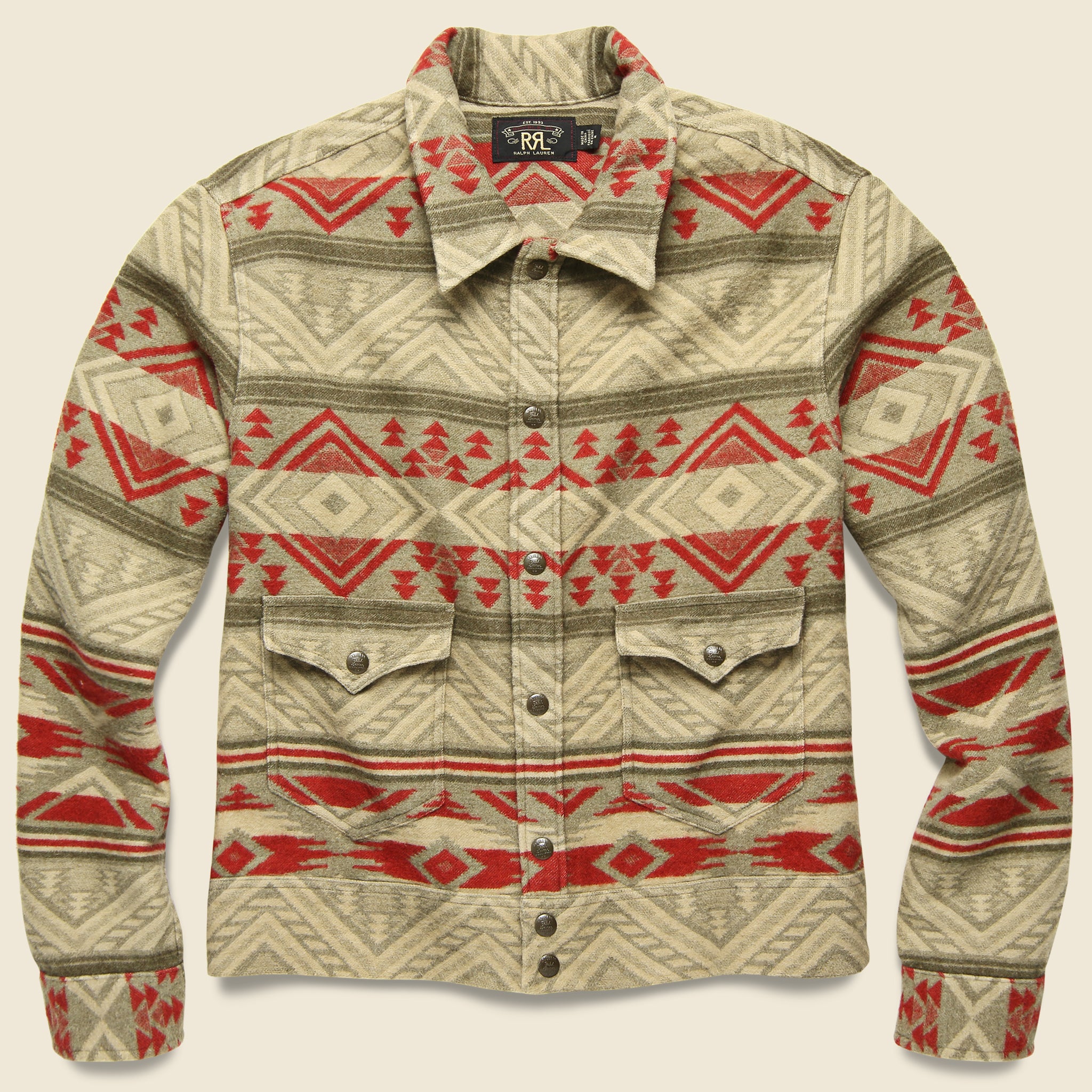 Marvel Beacon Jacquard Overshirt - Tan/Red - RRL - STAG Provisions - Tops - L/S Woven - Overshirt