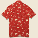 Western Print Rayon Camp Shirt - Red/Cream - RRL - STAG Provisions - Tops - S/S Woven - Other Pattern