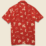 Western Print Rayon Camp Shirt - Red/Cream - RRL - STAG Provisions - Tops - S/S Woven - Other Pattern