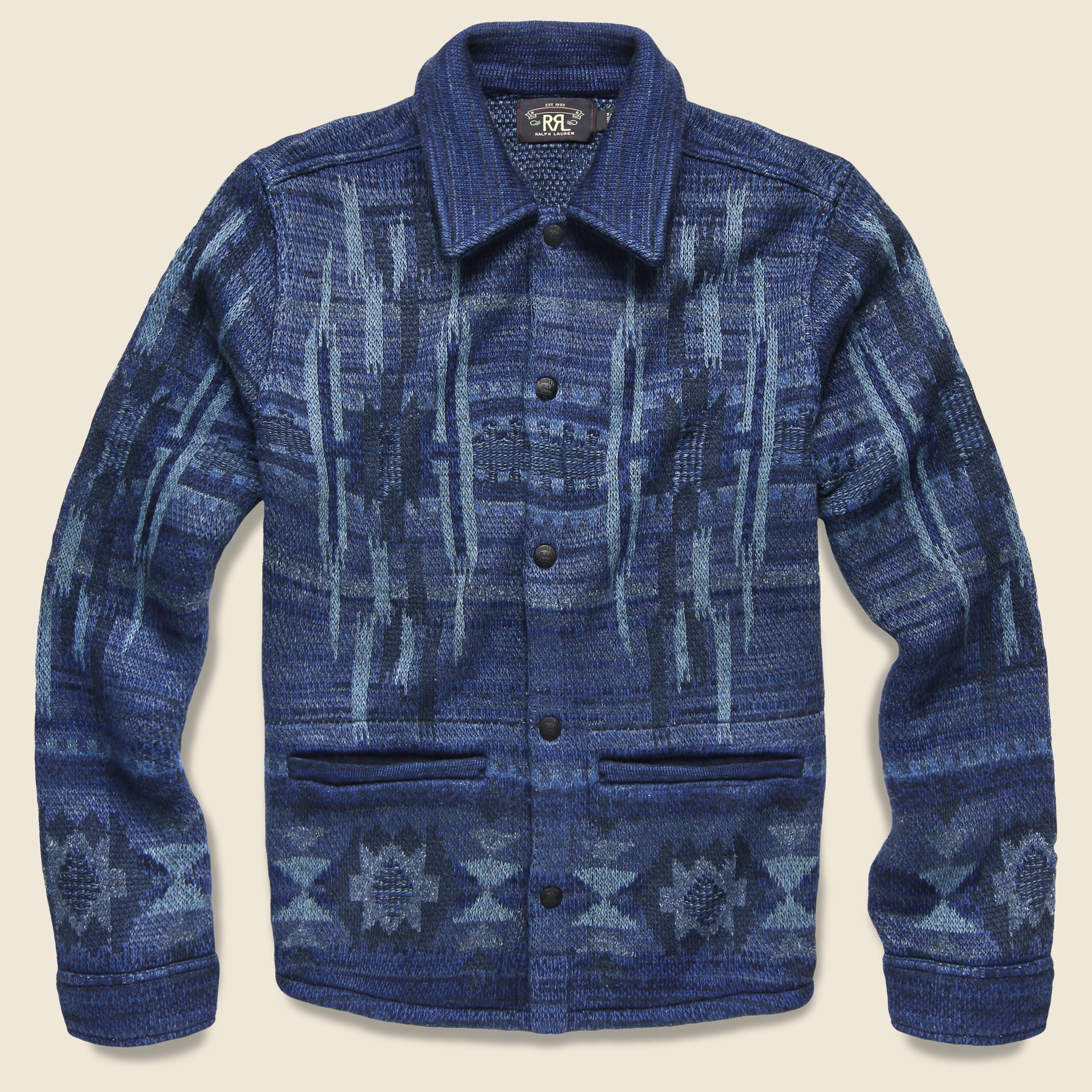 Chimayo Birdseye Jacquard Workshirt Sweater - Indigo - RRL - STAG Provisions - Tops - L/S Woven - Overshirt