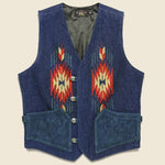 Keller Hand-Woven Jacquard Suede Trim Vest - Indigo - RRL - STAG Provisions - Outerwear - Vest