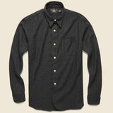 Cotton/Linen Stripe Bulldog Shirt - Sulphur Black/Tan - RRL - STAG Provisions - Tops - L/S Woven - Stripe