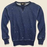Distressed Double V Crewneck - Washed Blue Indigo - RRL - STAG Provisions - Tops - Fleece / Sweatshirt
