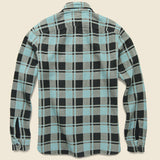Plaid Jacquard Flannel Workshirt - Turquoise/Sulphur - RRL - STAG Provisions - Tops - L/S Woven - Plaid